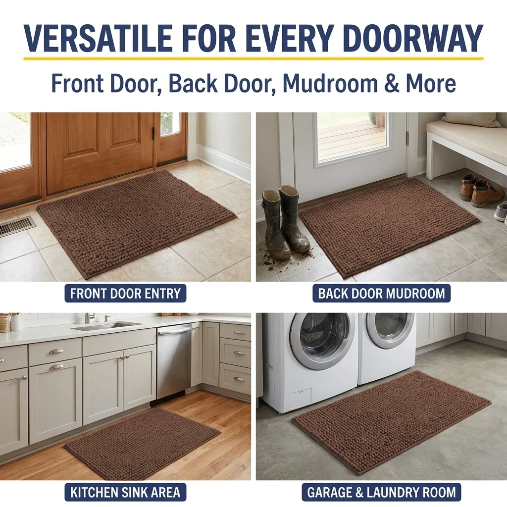 Muddy Mat® T.Max Dog Door Mat for Muddy Paws – Dirt-Trapping Chenille Entryway Muddy Carpet®, Super Water Absorbent Microfiber, Quick Dry, Slip Resistant Washable Indoor Mat