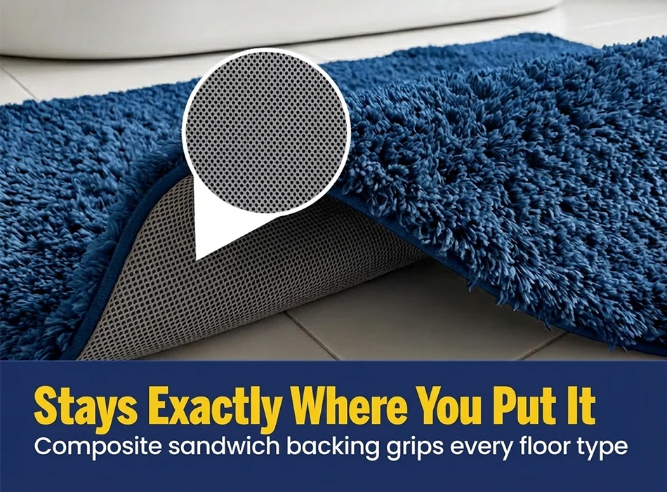 Muddy Mat® Fluffy Bathroom Rug, Soft Absorbent Microfiber Bath Mat, Non Slip, Quick Dry, Machine Washable for Bathroom Floor, Tub, Shower, Toilet and Sink