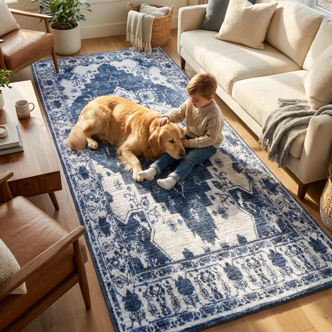 Alfombra lavable Navybell de Muddy Carpet para dormitorio y comedor