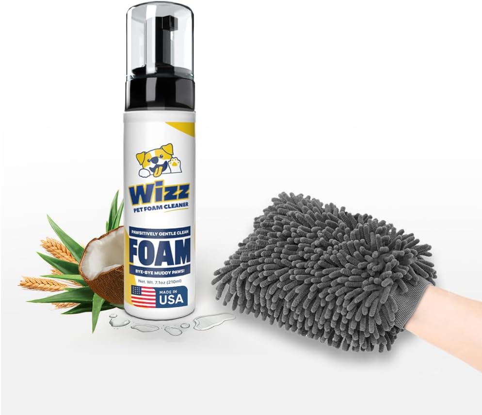 Manopla de espuma Wizz Paw para aseo de mascotas, limpiador sin enjuague para perros 7 oz