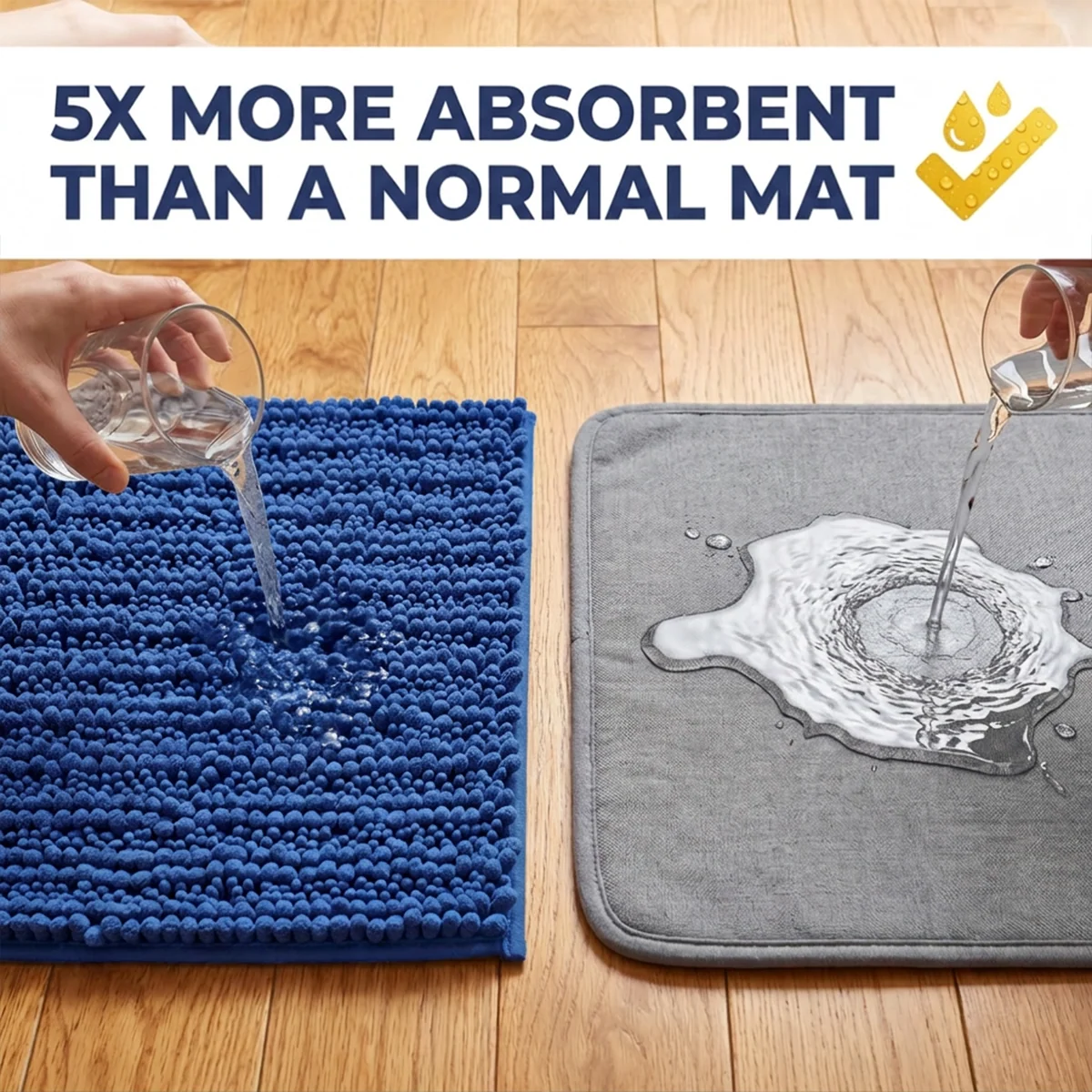 Muddy Mat® DuoMax Hundedørmatte for sølete poter – Absorberende matte med to teksturer chenille inngangsmatte Muddy Carpet®, mikrofiber hurtigtørkende, sklisikker maskinvaskbar innendørsmatte