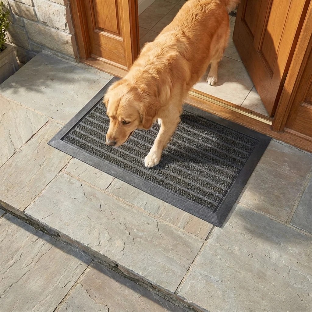 Muddy Mat® Tapete de puerta exterior 3D resistente Meshy Mat con estampado