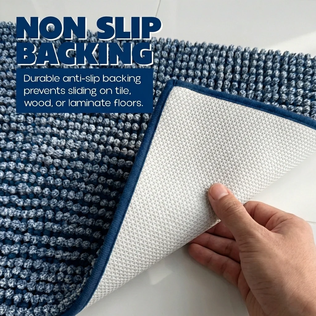 Muddy Mat® Tapis de porte intérieur pour chien T.Max bicolore et tapis de bain – Tapis d'entrée antidérapant en chenille pour pattes boueuses, tapis de porte absorbant et lavable, tapis de bain à séchage rapide