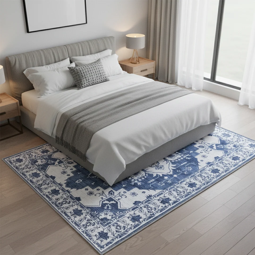 Alfombra lavable Navybell de Muddy Carpet para dormitorio y comedor