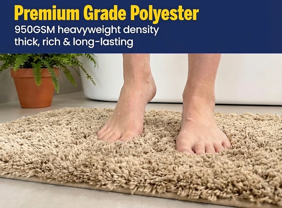 Muddy Mat® Juego de 2 alfombras de baño mullidas, alfombras de microfibra suaves y absorbentes, antideslizantes, de secado rápido y lavables a máquina para suelo, bañera, ducha e inodoro, 20"x30" + 20"x20" en forma de U