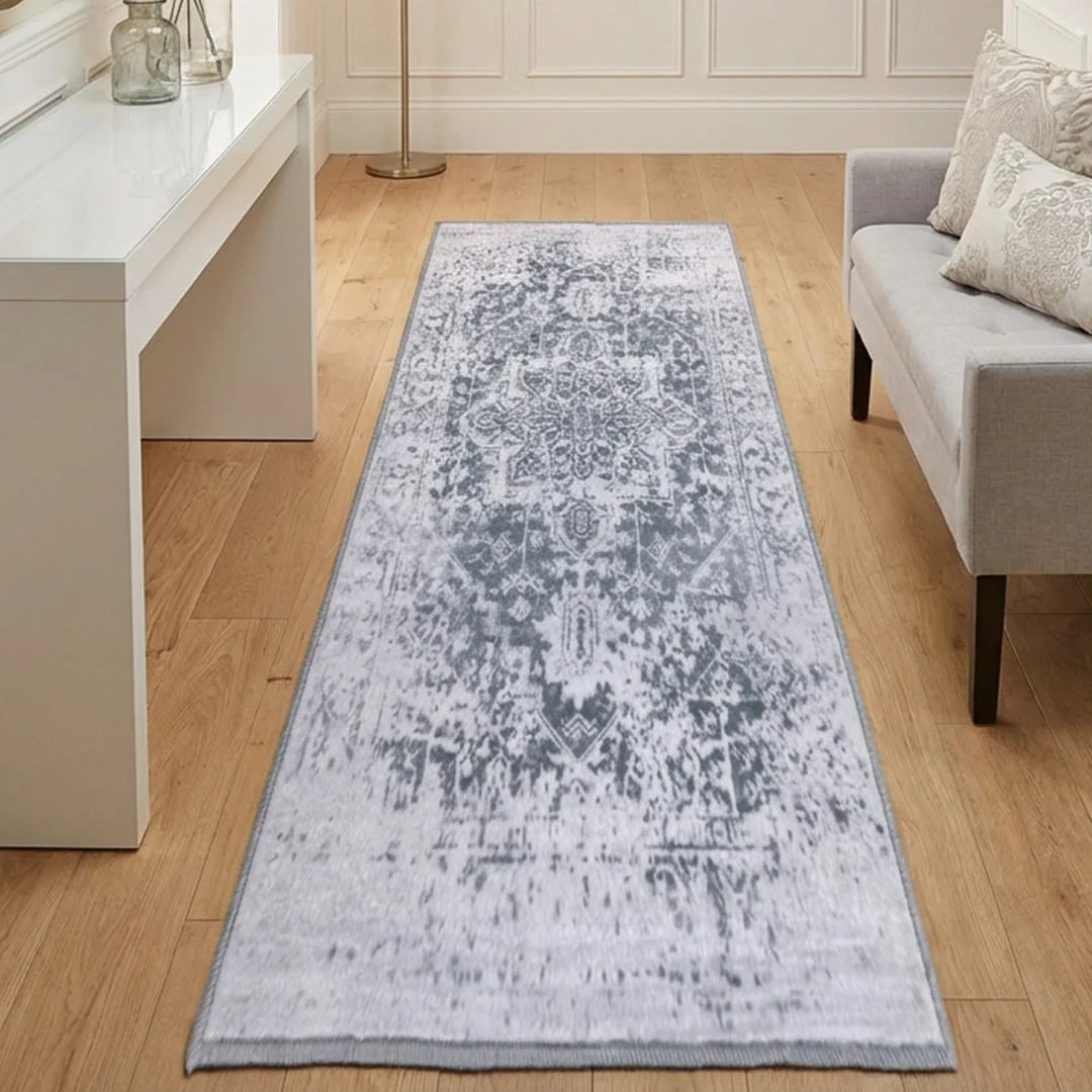 Alfombra lavable Muddy Mat Frostbell - de pelo bajo suave y antideslizante para sala de estar, dormitorio y comedor