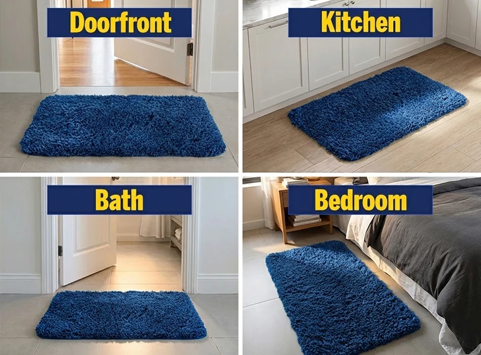 Muddy Mat® Juego de 2 alfombras de baño mullidas, alfombras de microfibra suaves y absorbentes, antideslizantes, de secado rápido y lavables a máquina para suelo, bañera, ducha e inodoro, 20"x30" + 20"x20" en forma de U