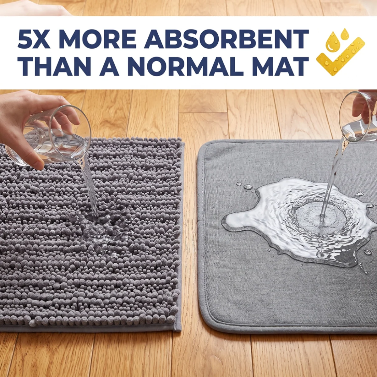 Muddy Mat® DuoMax Hundedørmatte for sølete poter – Absorberende matte med to teksturer chenille inngangsmatte Muddy Carpet®, mikrofiber hurtigtørkende, sklisikker maskinvaskbar innendørsmatte