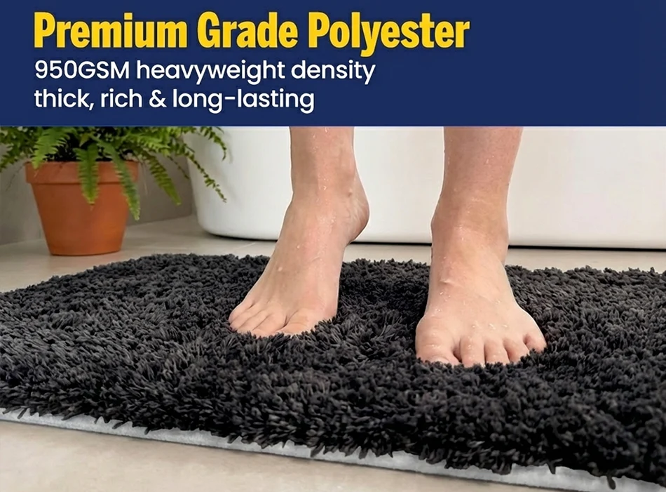 Muddy Mat® Juego de 2 alfombras de baño mullidas, alfombras de microfibra suaves y absorbentes, antideslizantes, de secado rápido y lavables a máquina para suelo, bañera, ducha e inodoro, 20"x30" + 20"x20" en forma de U