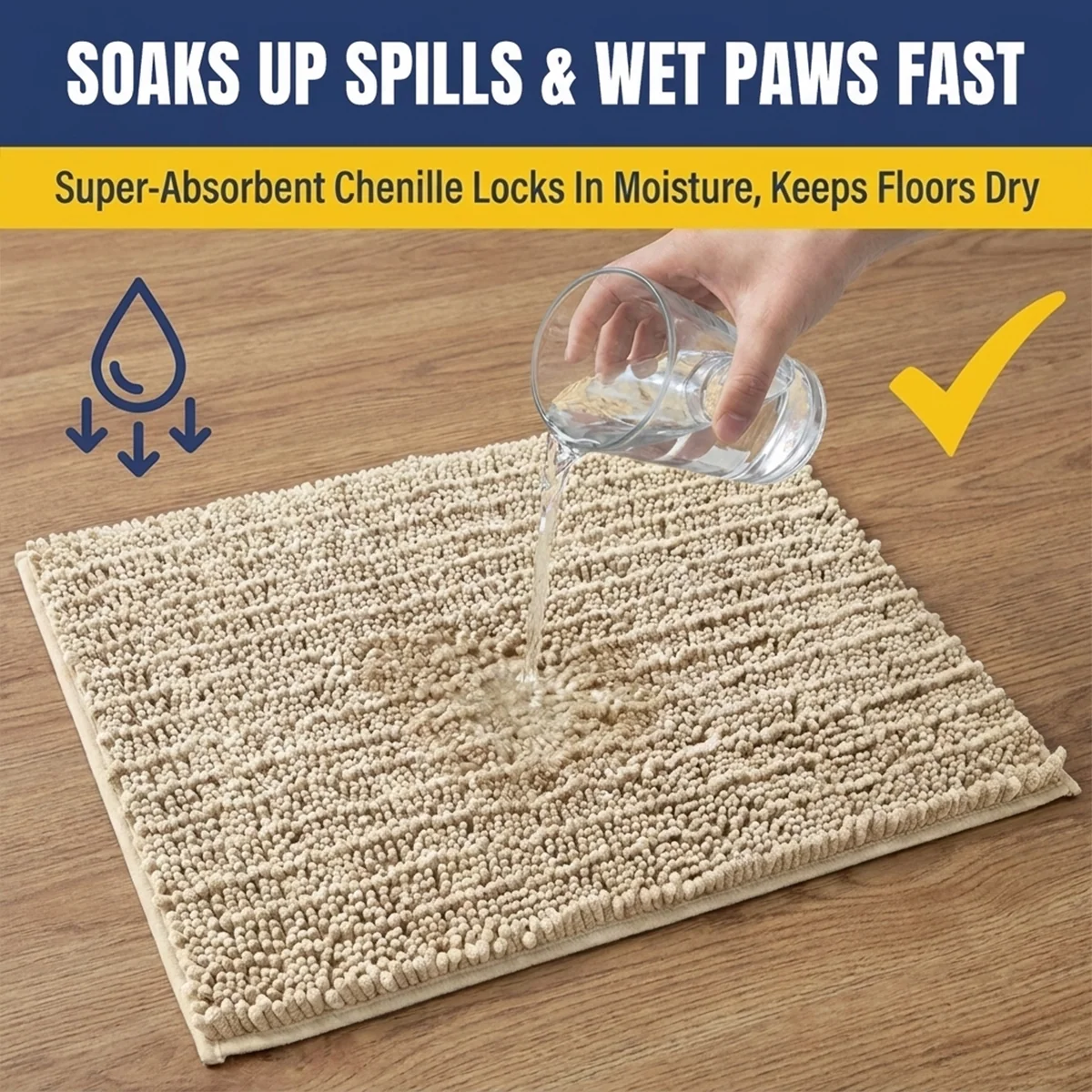 Muddy Mat® MudMax Dog Door Mat for Muddy Paws – Ultra Water Absorbing Mat Chenille Muddy Carpet® Soaks 5X Water, Microfiber Quick Dry, Slip Resistant Machine Washable Indoor Mat