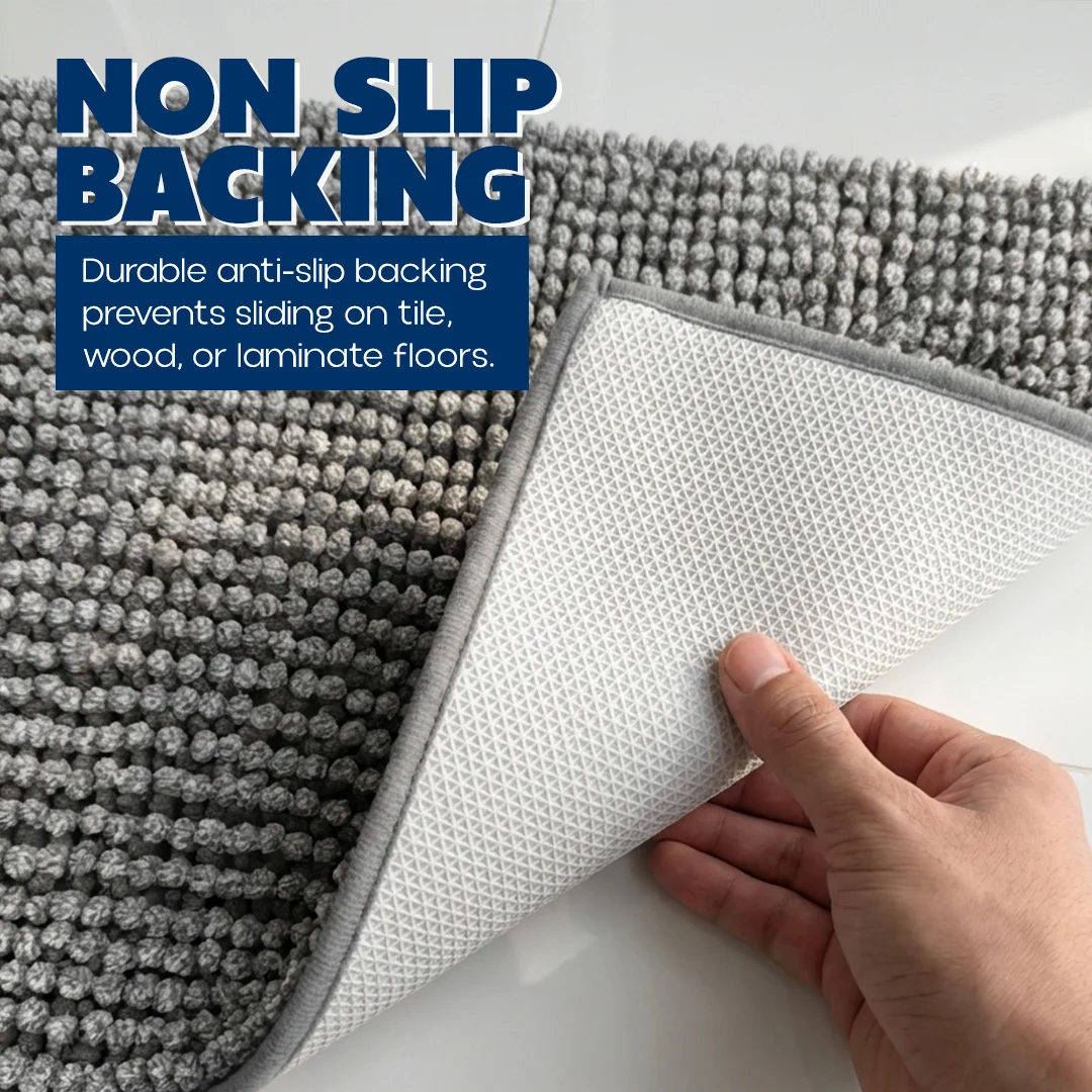 Muddy Mat® Tapis de porte intérieur pour chien T.Max bicolore et tapis de bain – Tapis d'entrée antidérapant en chenille pour pattes boueuses, tapis de porte absorbant et lavable, tapis de bain à séchage rapide