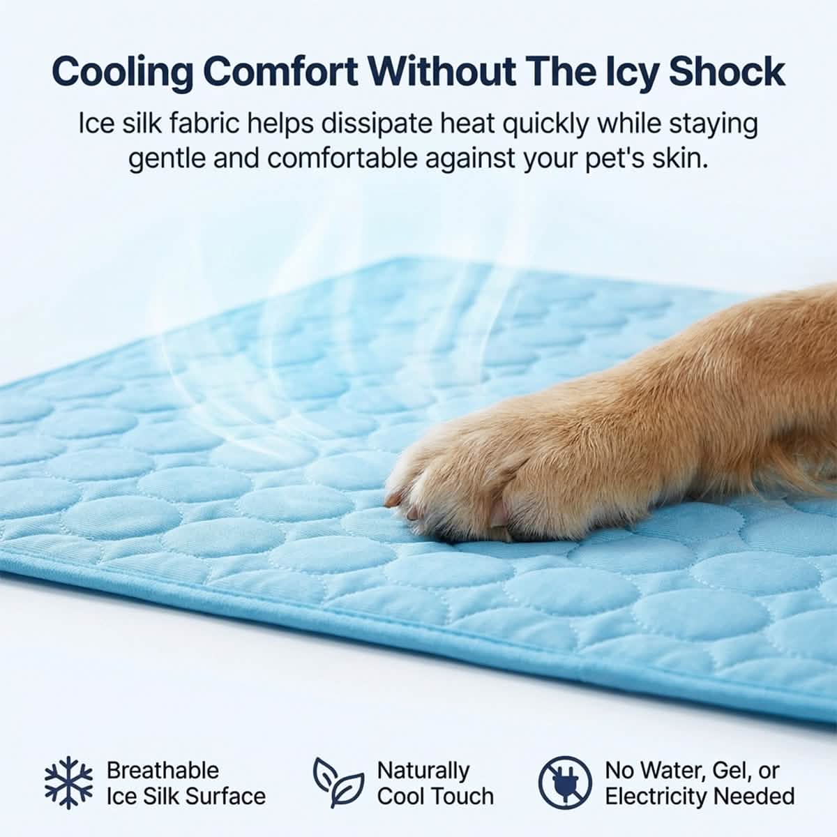 Muddy Mat® selvkølende hundemåtte, køleunderlag i is-silke til hunde og katte, kræver hverken vand eller strøm, letrengørlig, skridsikker sommer-måtte til kæledyr til indendørs og udendørs brug, sofa, bur og bil