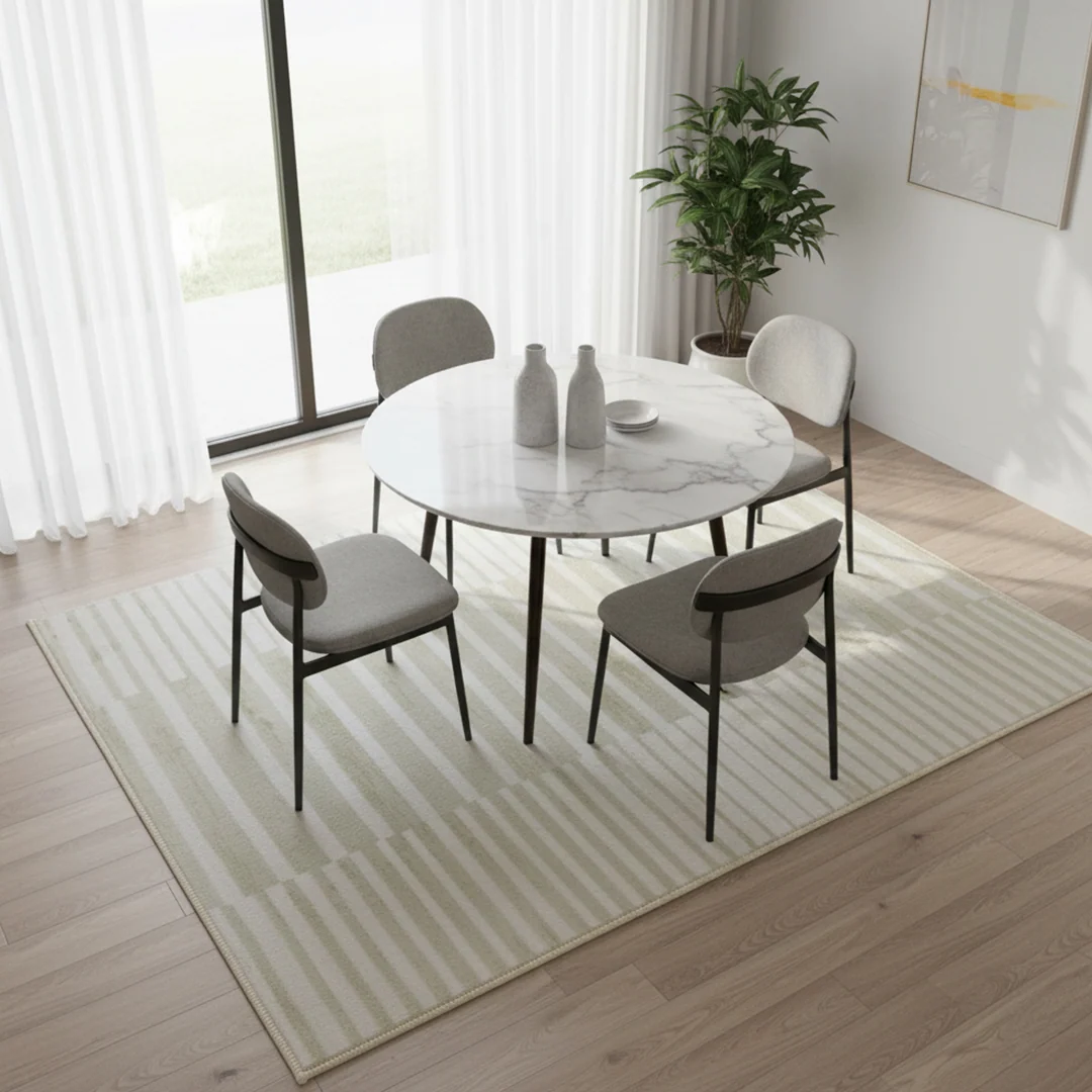 Muddy Mat Creamline Washable Area Rug - Soft Low Pile Non Slip Carpet for Living Room, Bedroom and Dining Room