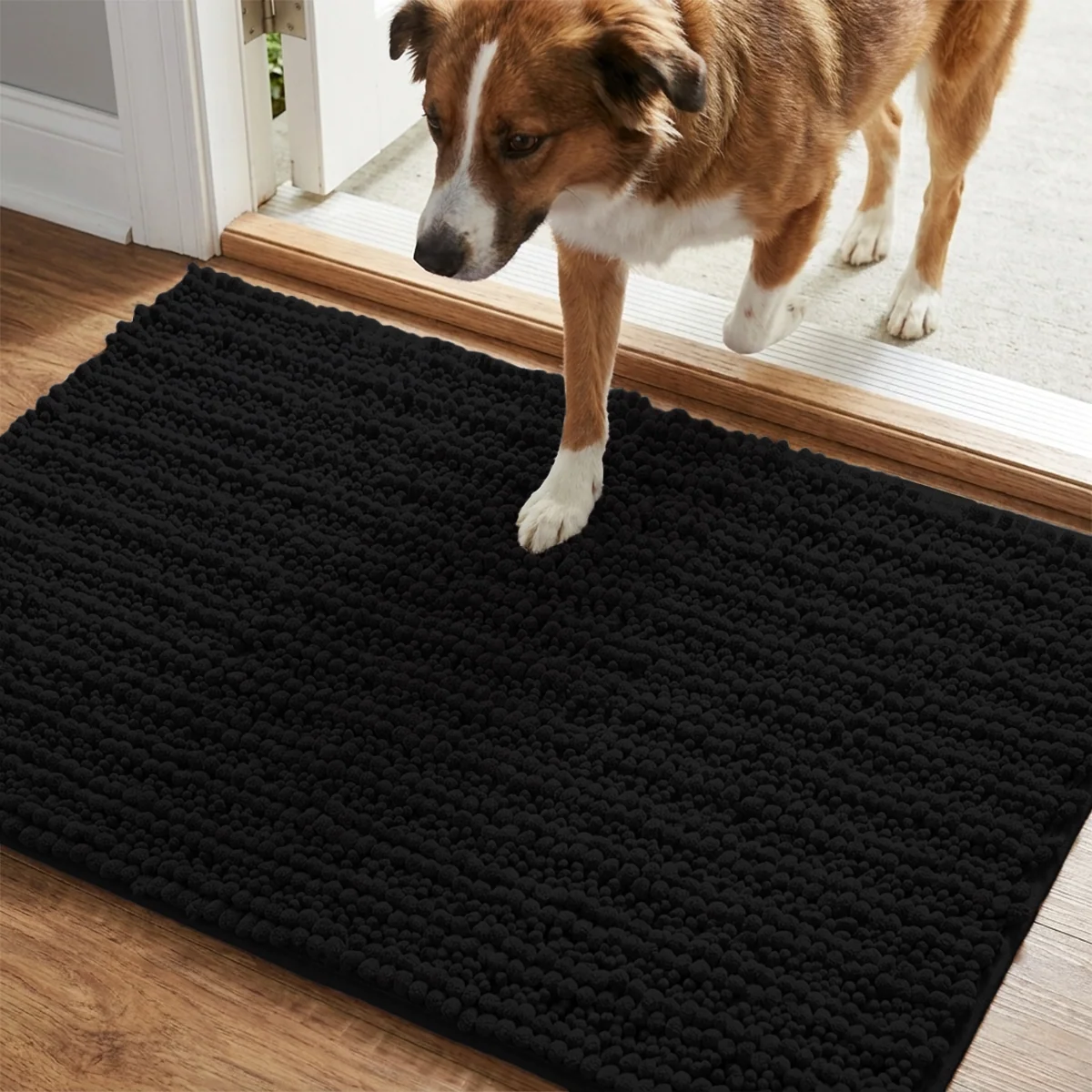 Muddy Mat® DuoMax Hundedørmatte for sølete poter – Absorberende matte med to teksturer chenille inngangsmatte Muddy Carpet®, mikrofiber hurtigtørkende, sklisikker maskinvaskbar innendørsmatte