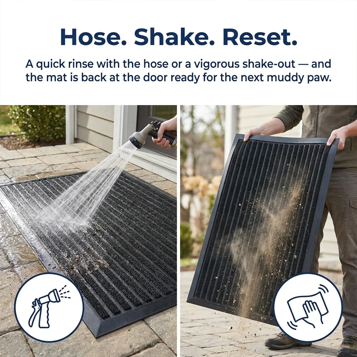 Muddy Mat® Tapete de puerta exterior 3D resistente Meshy Mat con estampado