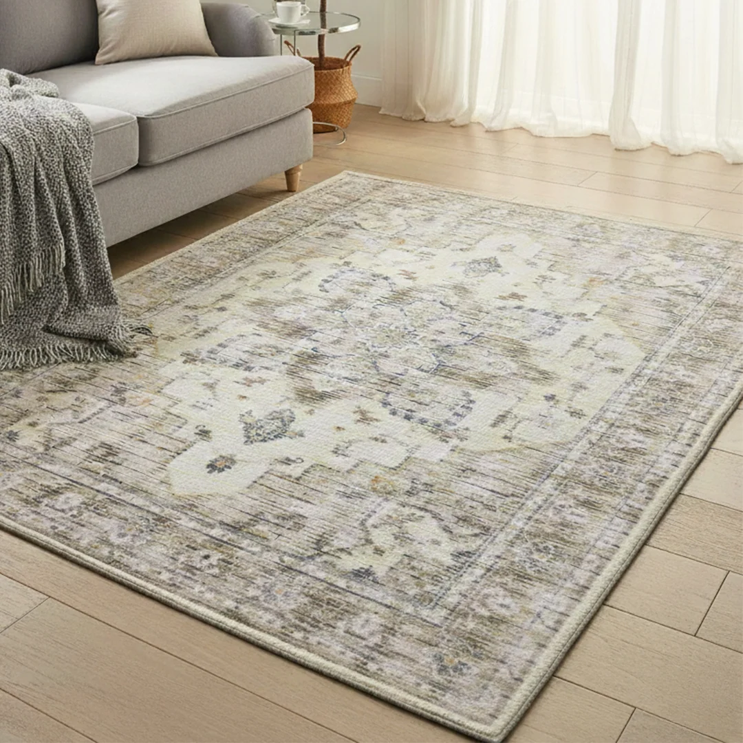 Tuscany Washable Area Rug, Soft Low Pile Non Slip Pet Friendly for Living Room, Bedroom and Dining Room