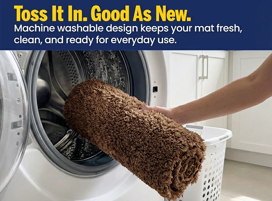 Muddy Mat® Fluffy Bathroom Rug, Soft Absorbent Microfiber Bath Mat, Non Slip, Quick Dry, Machine Washable for Bathroom Floor, Tub, Shower, Toilet and Sink
