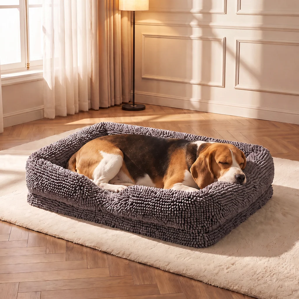 Muddy Mat® Cloud K9 Rectangle Dog Bed with Real Memory Foam and Washable Chenille Cover