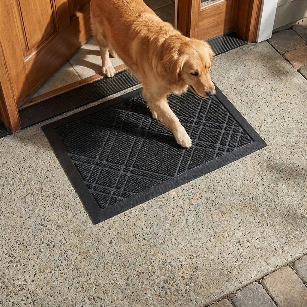 Muddy Mat® Tapete de puerta exterior 3D resistente Meshy Mat con estampado