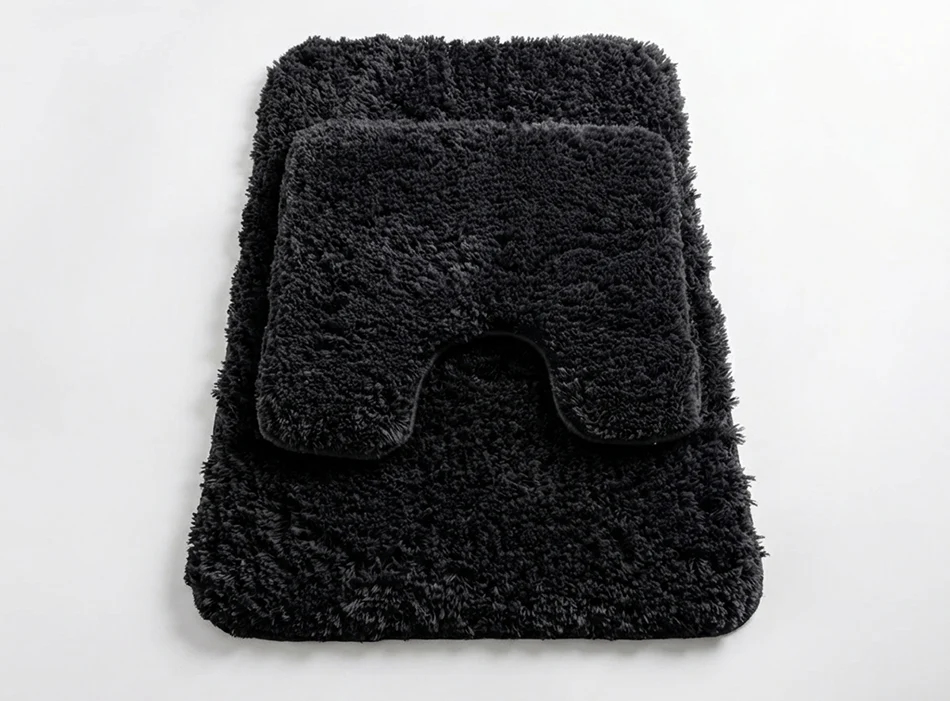 Muddy Mat® Juego de 2 alfombras de baño mullidas, alfombras de microfibra suaves y absorbentes, antideslizantes, de secado rápido y lavables a máquina para suelo, bañera, ducha e inodoro, 20"x30" + 20"x20" en forma de U