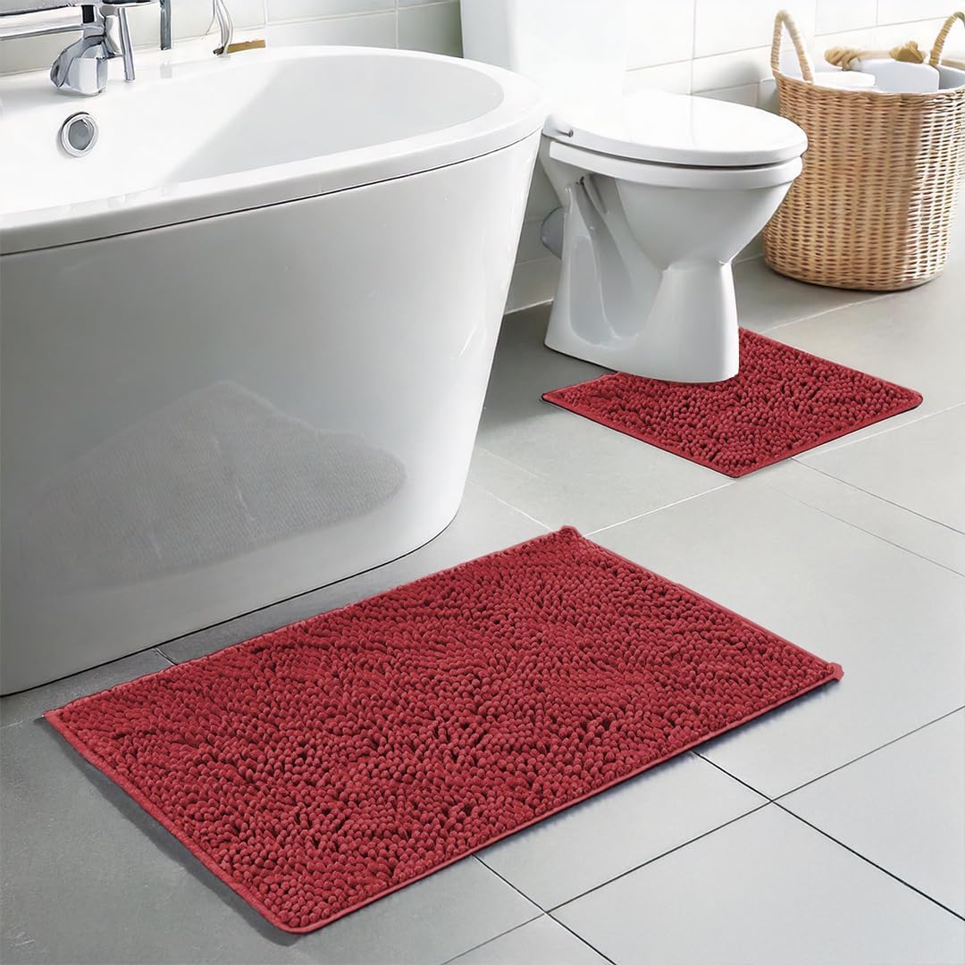 Muddy Mat® Bathroom Rugs set, Bath Mats (20”x30”) with U Shaped Toilet Mat (20”x20”)