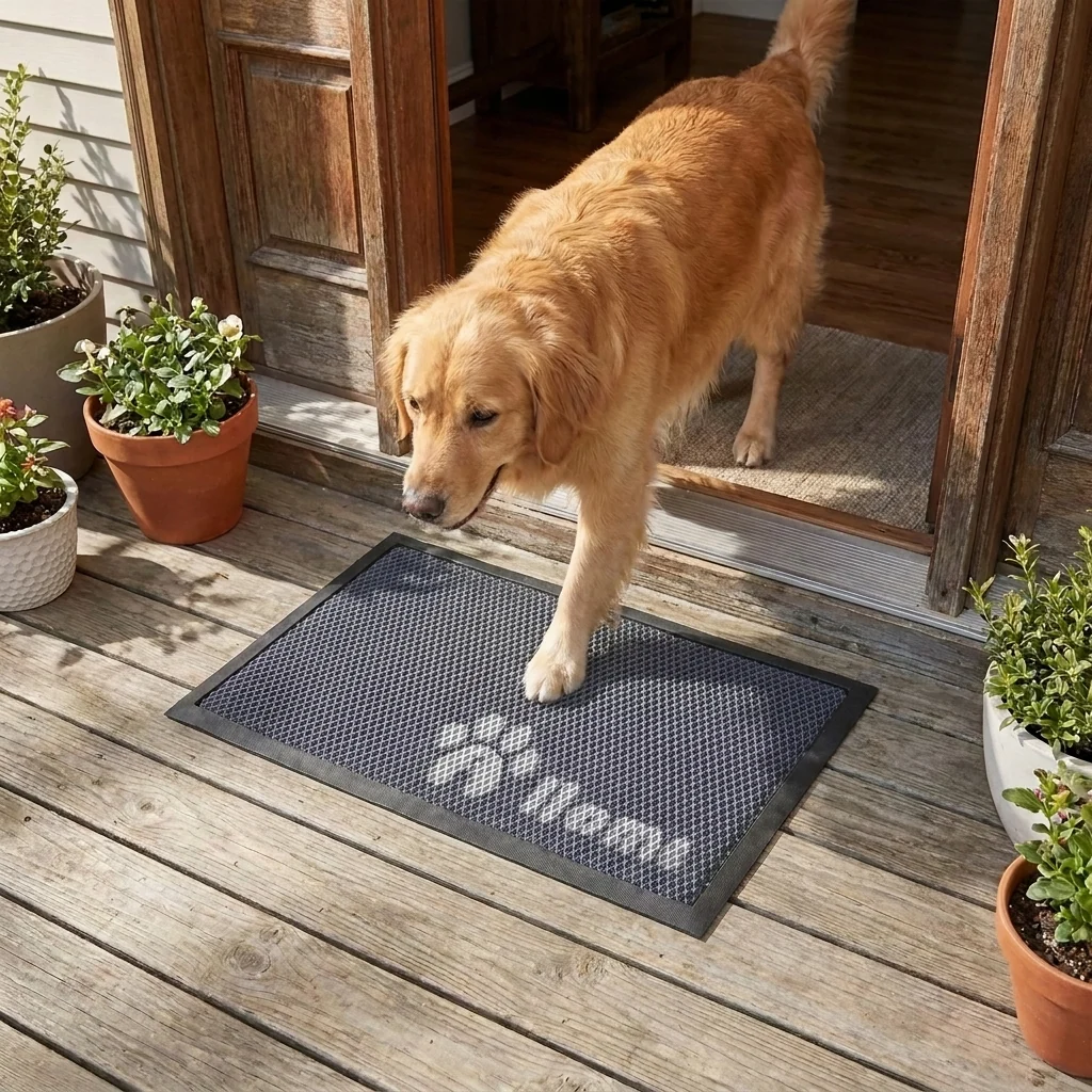 Muddy Mat® Tapete de puerta exterior 3D resistente Meshy Mat con estampado
