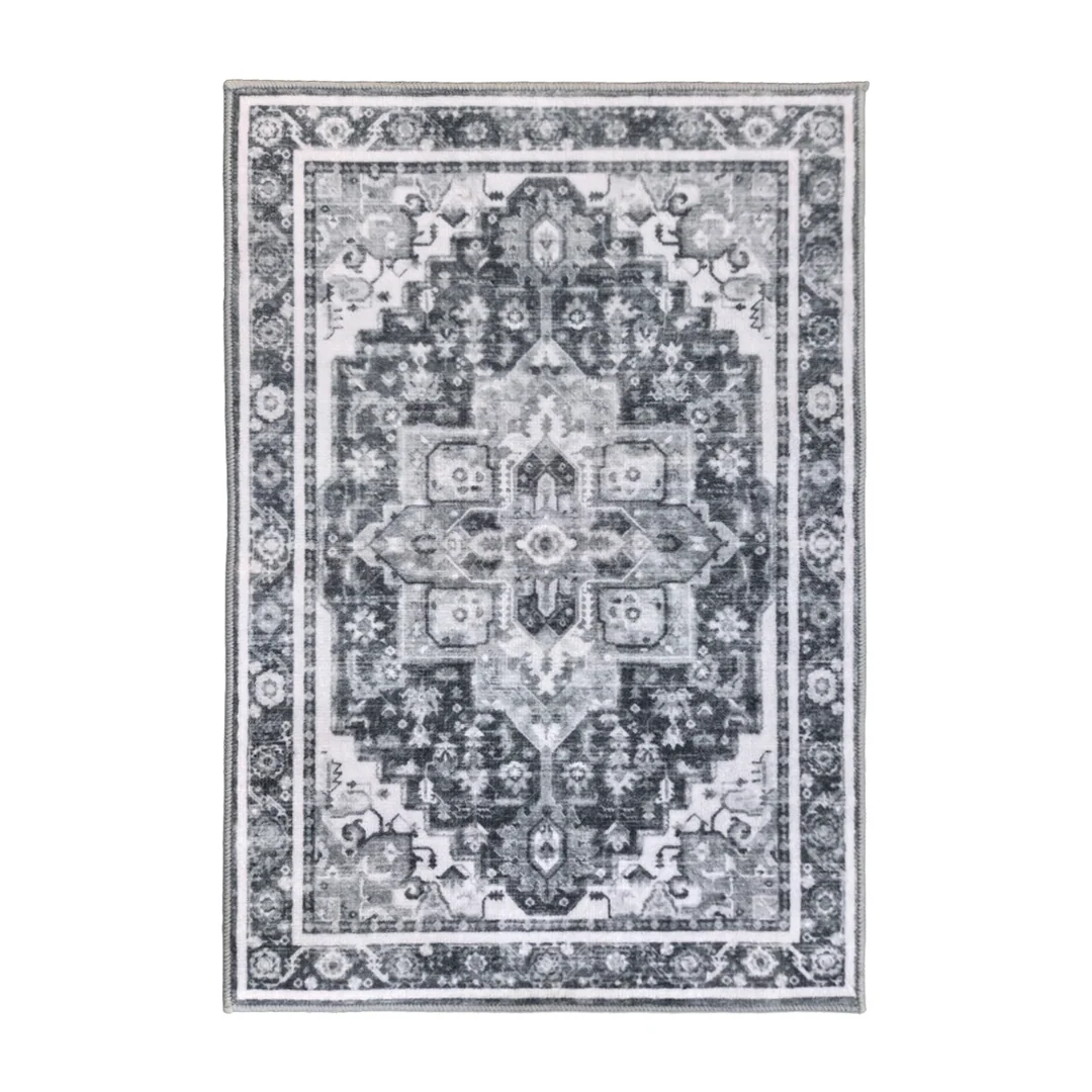 Muddy Mat Onyx Washable Area Rug - Soft Low Pile Non Slip Carpet for Living Room, Bedroom and Dining Room