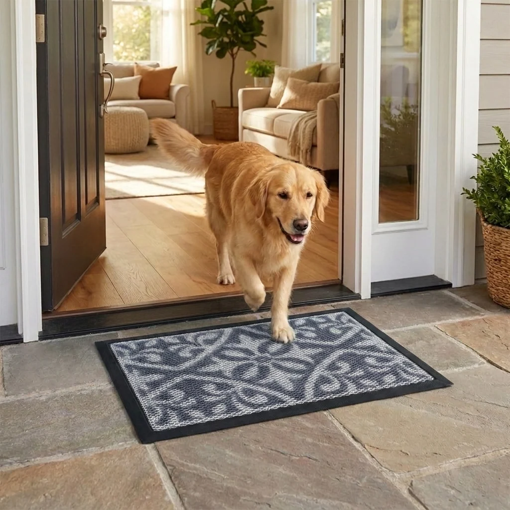 Muddy Mat® Tapete de puerta exterior 3D resistente Meshy Mat con estampado