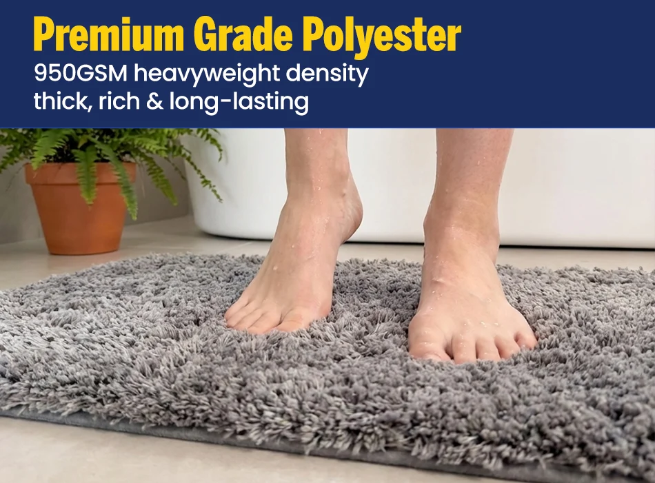 Muddy Mat® Juego de 2 alfombras de baño mullidas, alfombras de microfibra suaves y absorbentes, antideslizantes, de secado rápido y lavables a máquina para suelo, bañera, ducha e inodoro, 20"x30" + 20"x20" en forma de U