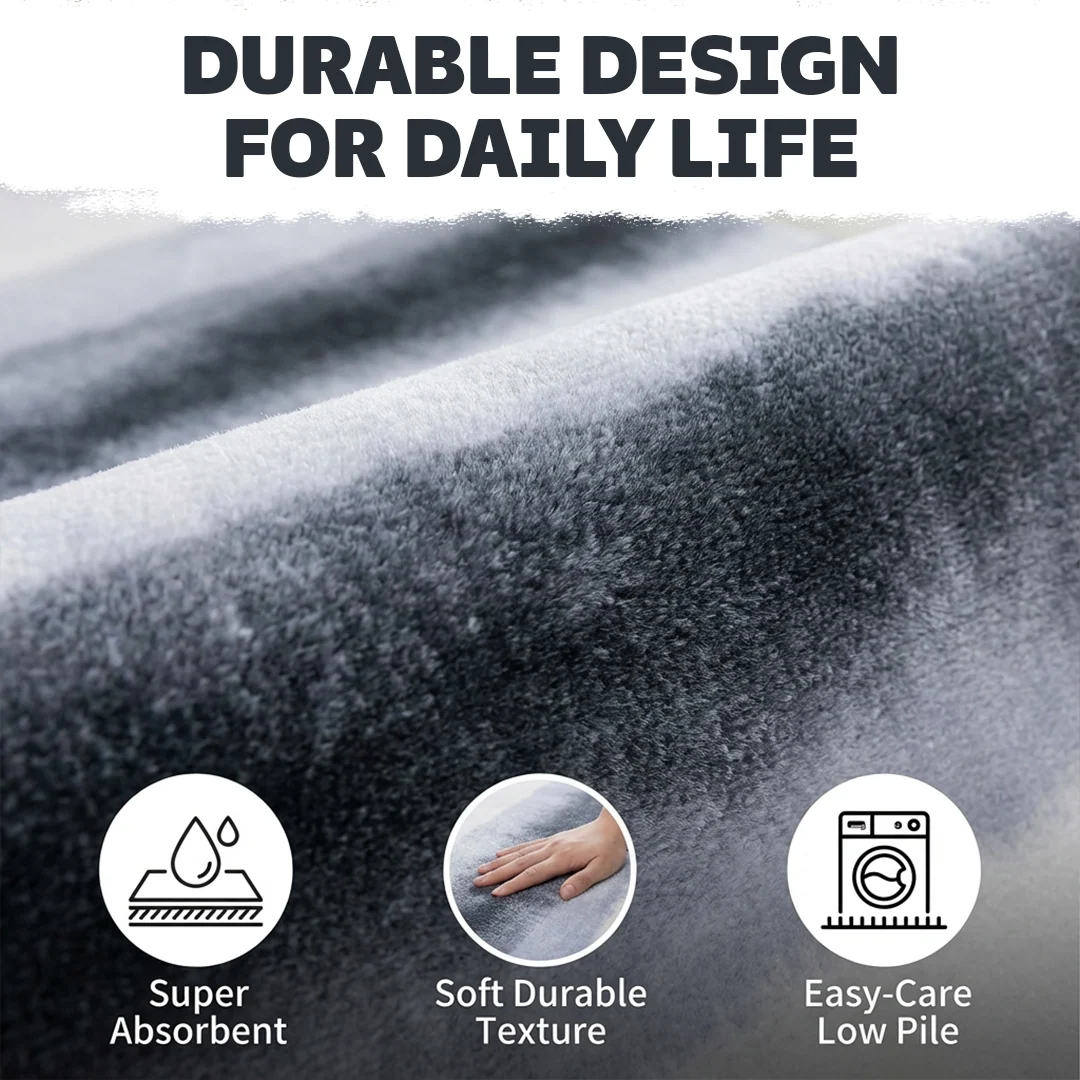 Muddy Carpet Mist Washable Area Rug, Soft Low Pile Non Slip Carpet for Living Room and Bedroom
