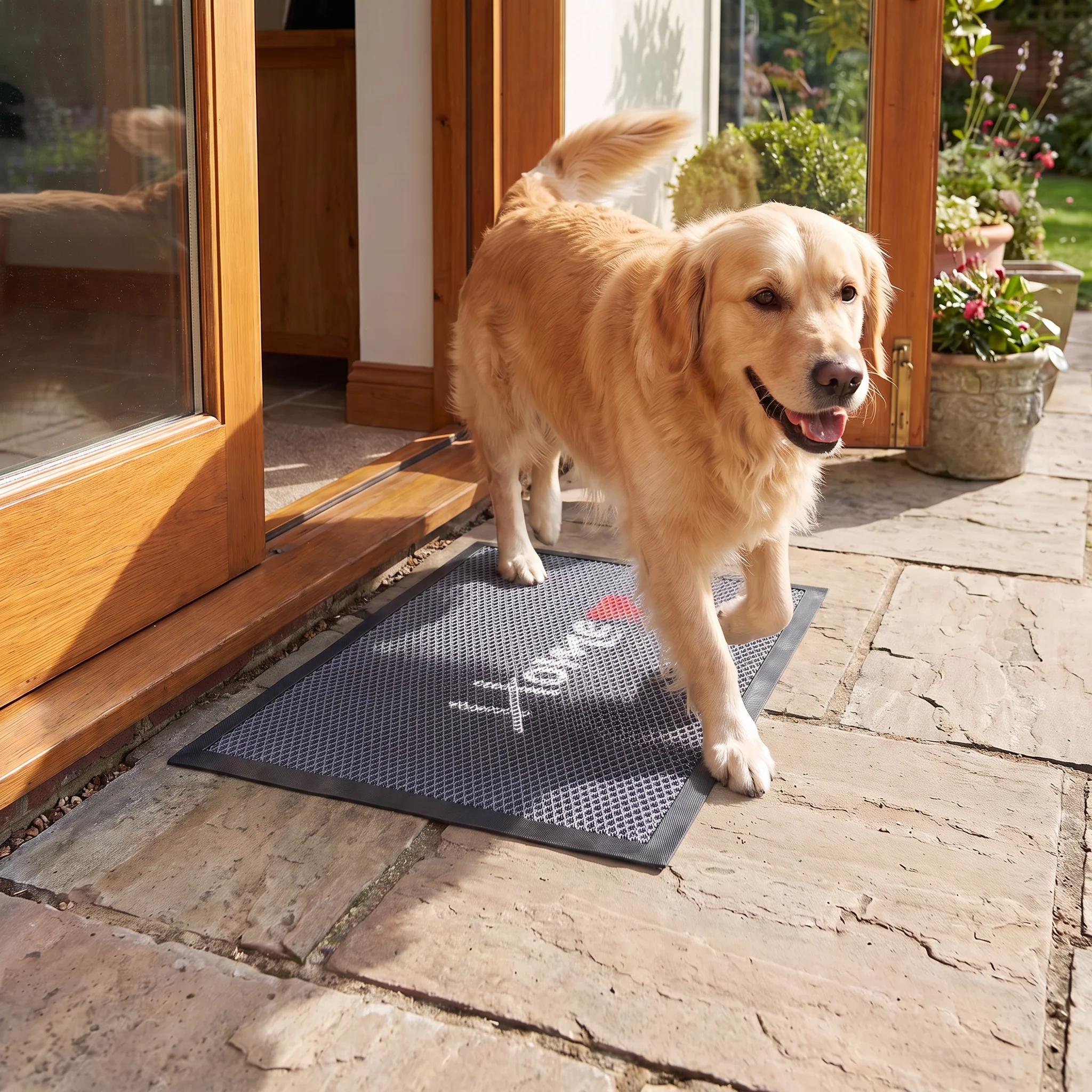 Muddy Mat® Tapete de puerta exterior 3D resistente Meshy Mat con estampado