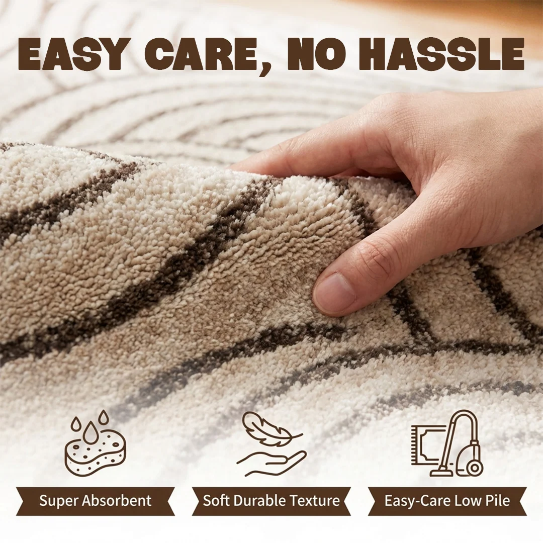 Orbit Washable Area Rug from Muddy Carpet, Soft Low Pile and Non Slip for Busy Living Rooms and Bedrooms