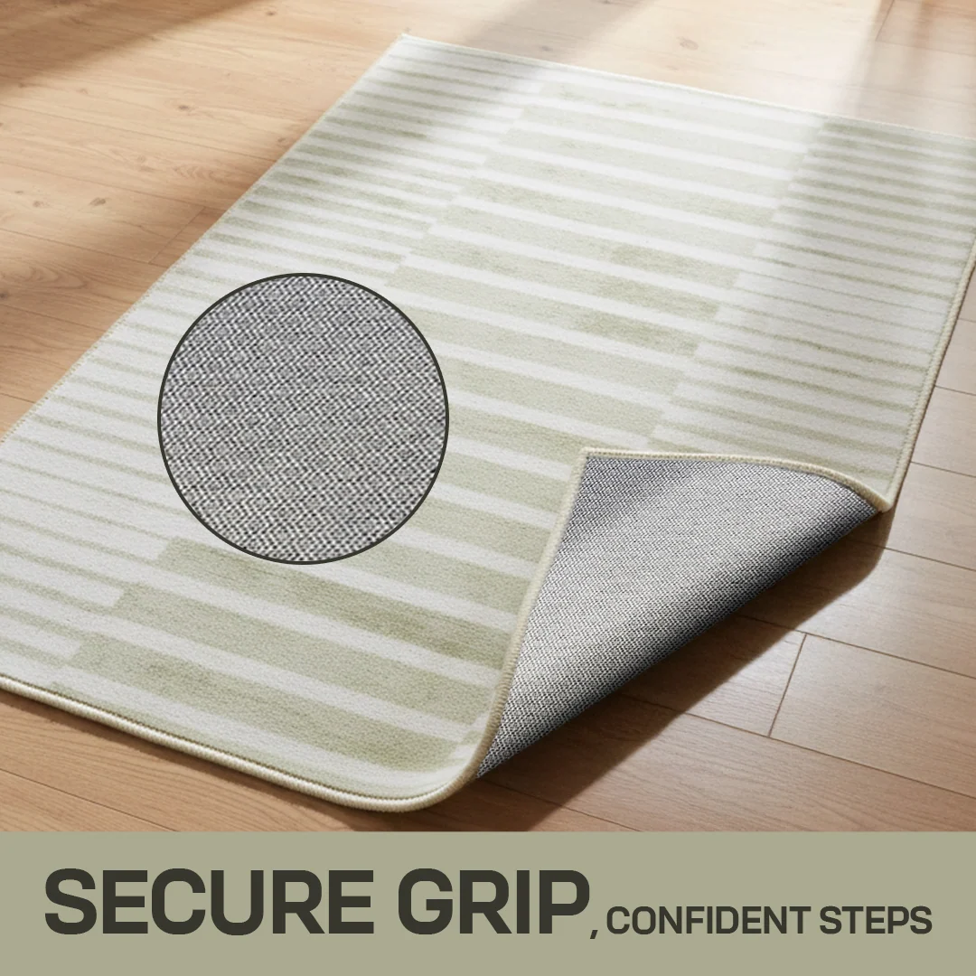 Muddy Mat Creamline Washable Area Rug - Soft Low Pile Non Slip Carpet for Living Room, Bedroom and Dining Room