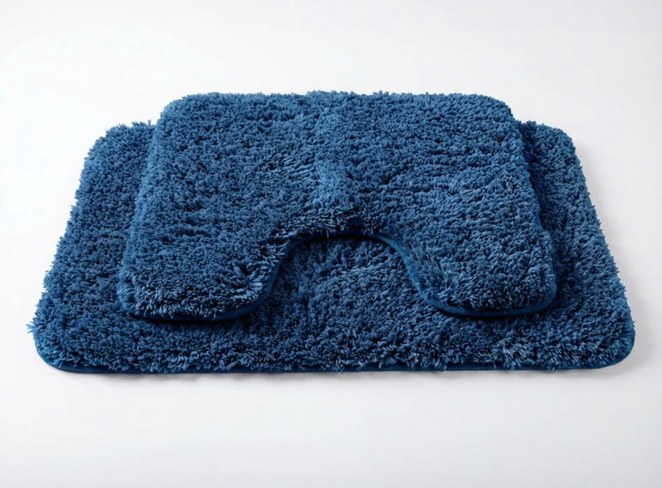 Muddy Mat® Juego de 2 alfombras de baño mullidas, alfombras de microfibra suaves y absorbentes, antideslizantes, de secado rápido y lavables a máquina para suelo, bañera, ducha e inodoro, 20"x30" + 20"x20" en forma de U