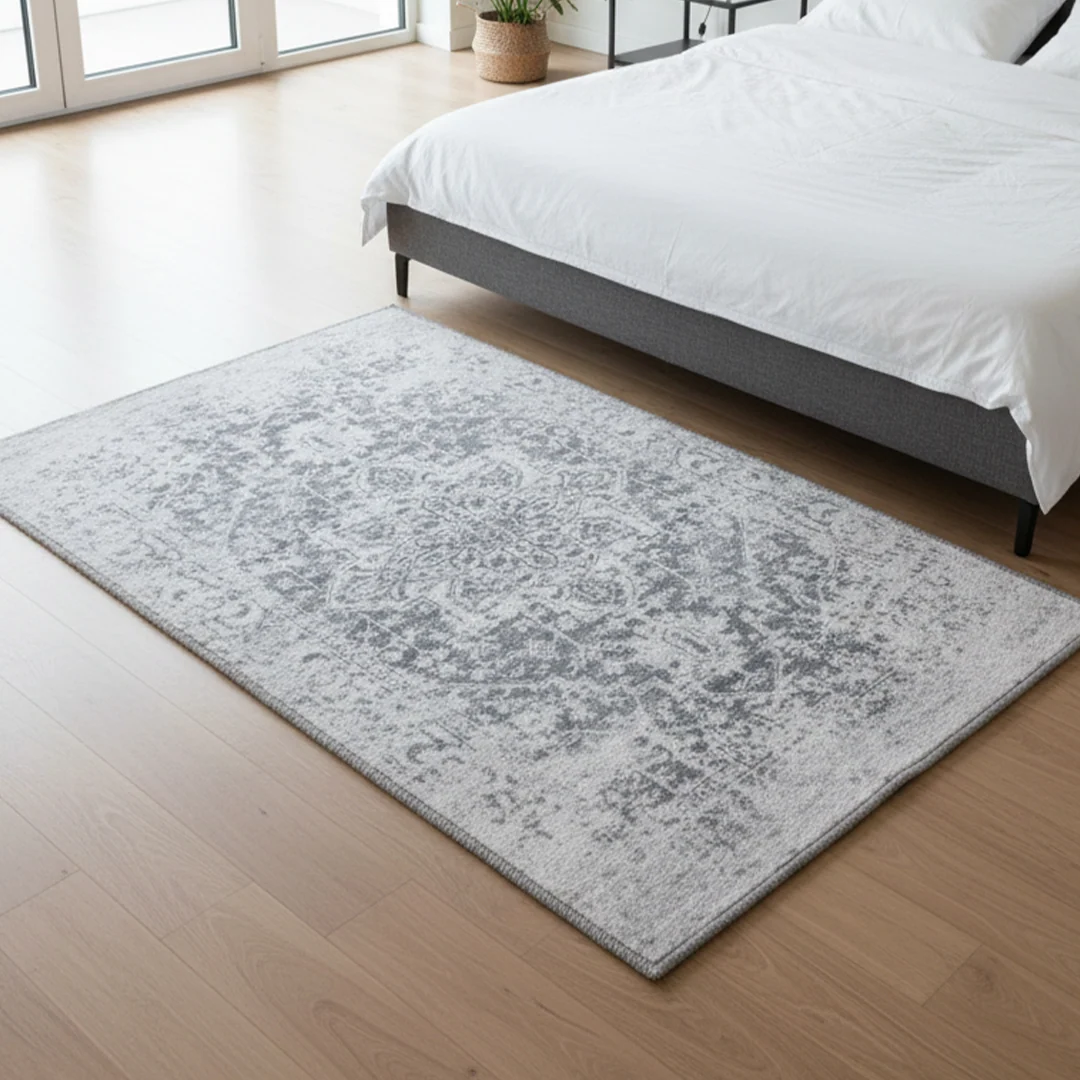 Alfombra lavable Muddy Mat Frostbell - de pelo bajo suave y antideslizante para sala de estar, dormitorio y comedor
