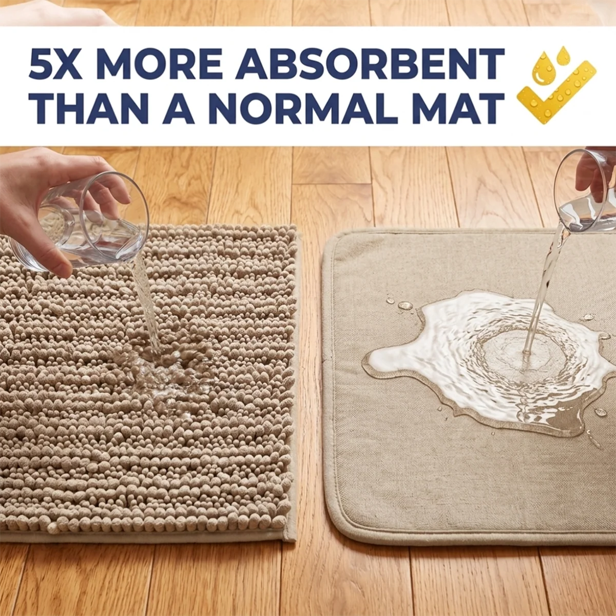 Muddy Mat® DuoMax Hundedørmatte for sølete poter – Absorberende matte med to teksturer chenille inngangsmatte Muddy Carpet®, mikrofiber hurtigtørkende, sklisikker maskinvaskbar innendørsmatte