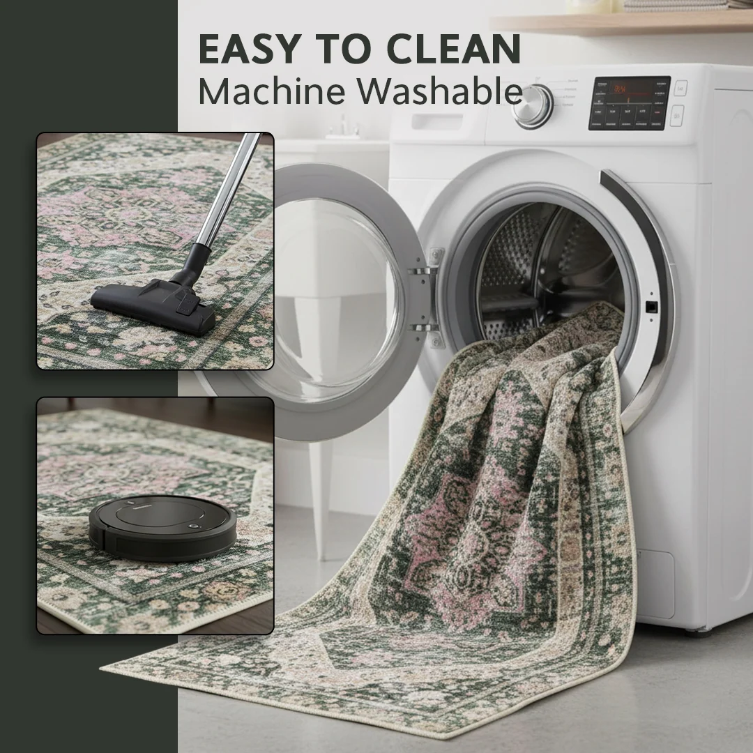 Waterproof Eden Washable Area Rug, Non Slip and Foldable