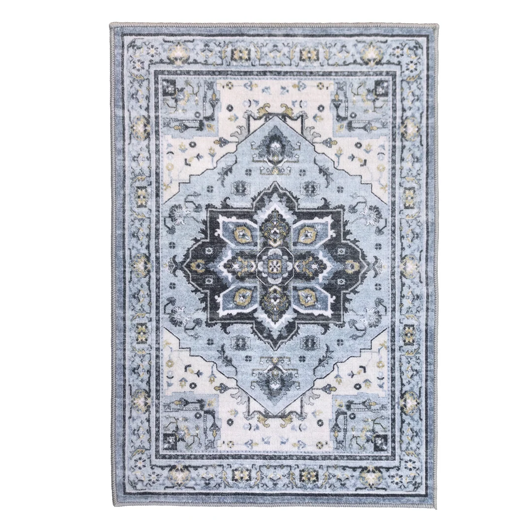 Azure Washable Area Rug from Muddy Carpet for Living Room and Dining Room