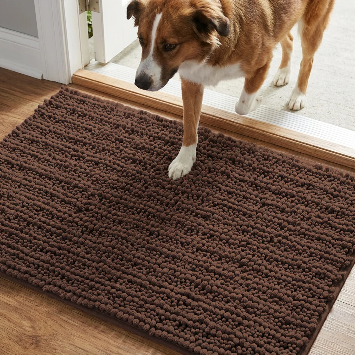 Muddy Mat® DuoMax Hundedørmatte for sølete poter – Absorberende matte med to teksturer chenille inngangsmatte Muddy Carpet®, mikrofiber hurtigtørkende, sklisikker maskinvaskbar innendørsmatte