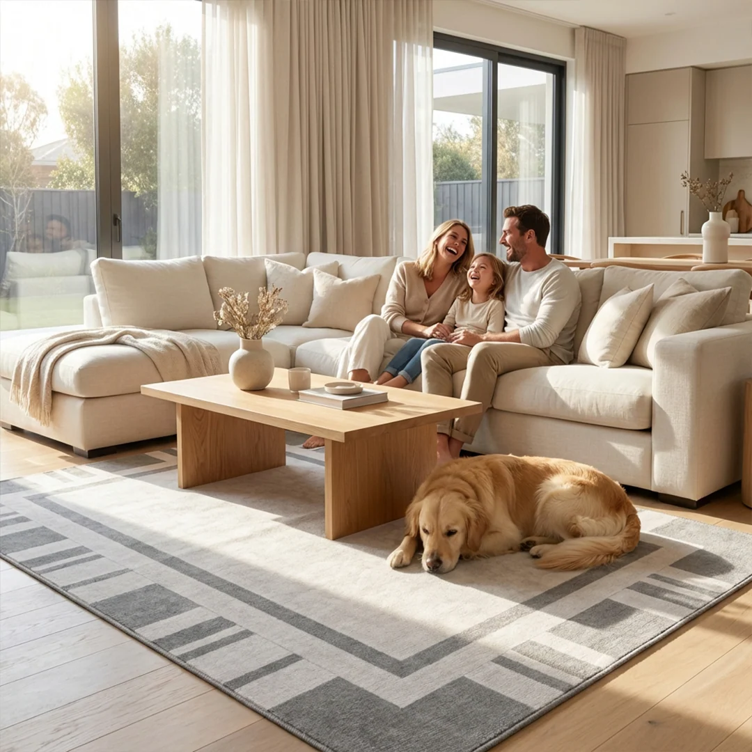 Alfombra lavable Trellis de Muddy Carpet para sala de estar y comedor