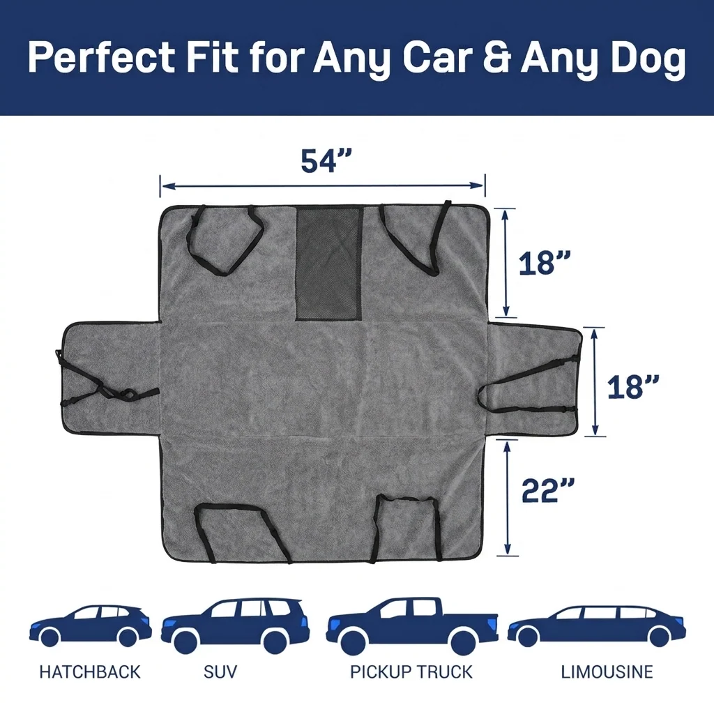 Muddy Mat® Petite Chenille Dog Car Seat Cover for Back Seat, 100% Waterproof Hammock for SUVs and Trucks