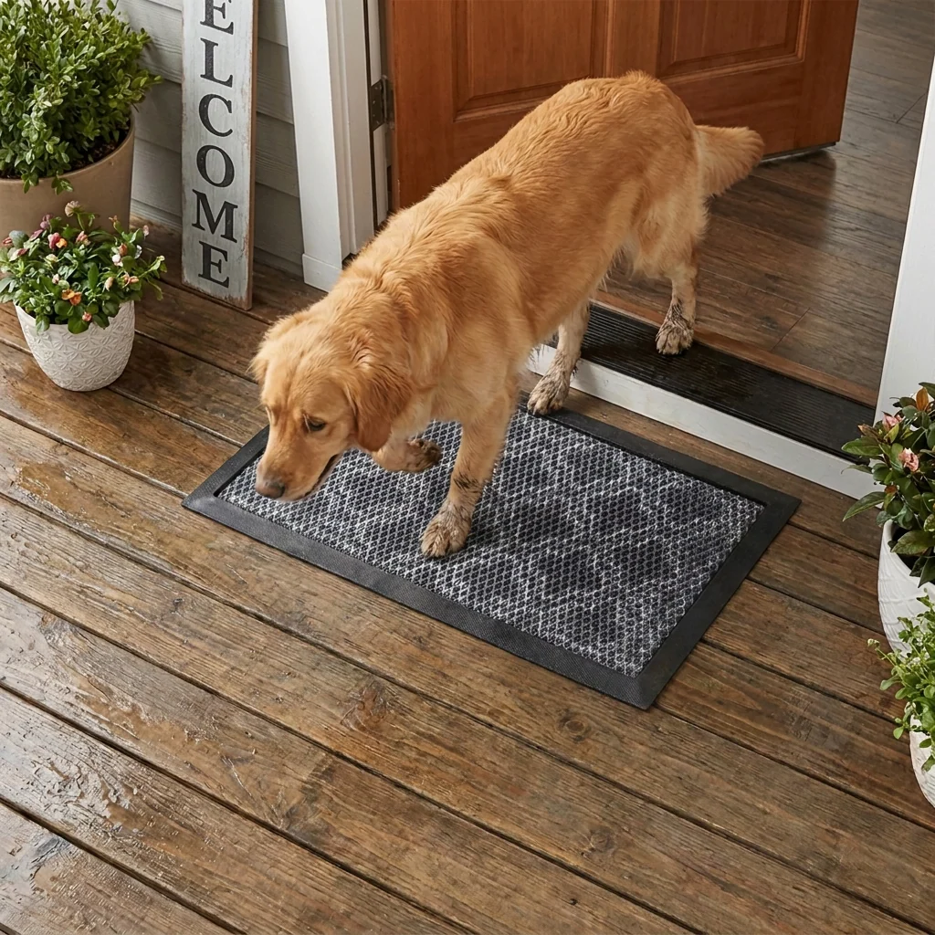 Muddy Mat® Tapete de puerta exterior 3D resistente Meshy Mat con estampado