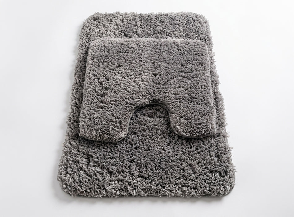 Muddy Mat® Juego de 2 alfombras de baño mullidas, alfombras de microfibra suaves y absorbentes, antideslizantes, de secado rápido y lavables a máquina para suelo, bañera, ducha e inodoro, 20"x30" + 20"x20" en forma de U
