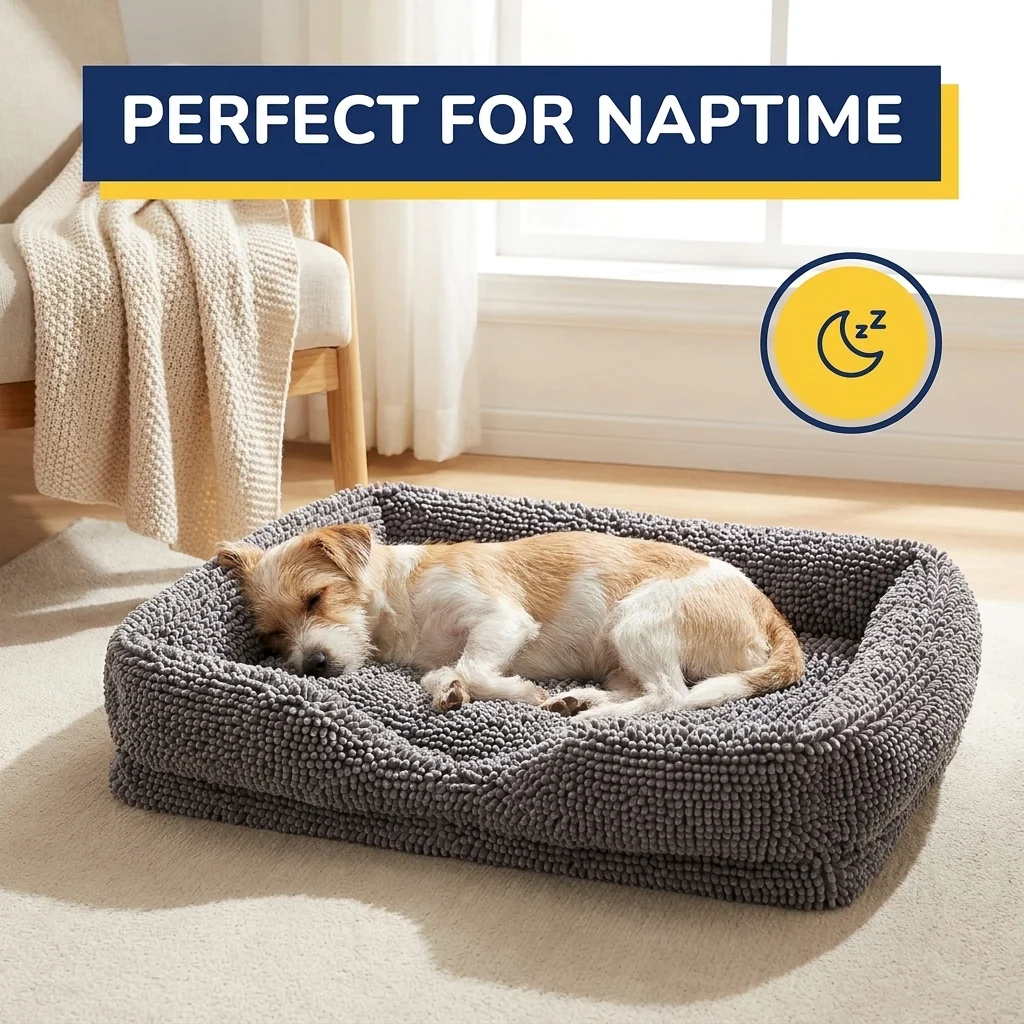 Muddy Mat® Cloud K9 Rectangle Dog Bed with Real Memory Foam and Washable Chenille Cover