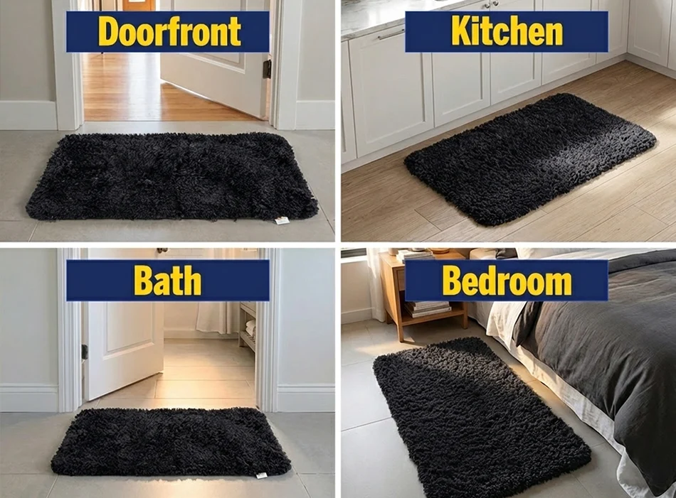 Muddy Mat® Fluffy Bathroom Rug, Soft Absorbent Microfiber Bath Mat, Non Slip, Quick Dry, Machine Washable for Bathroom Floor, Tub, Shower, Toilet and Sink