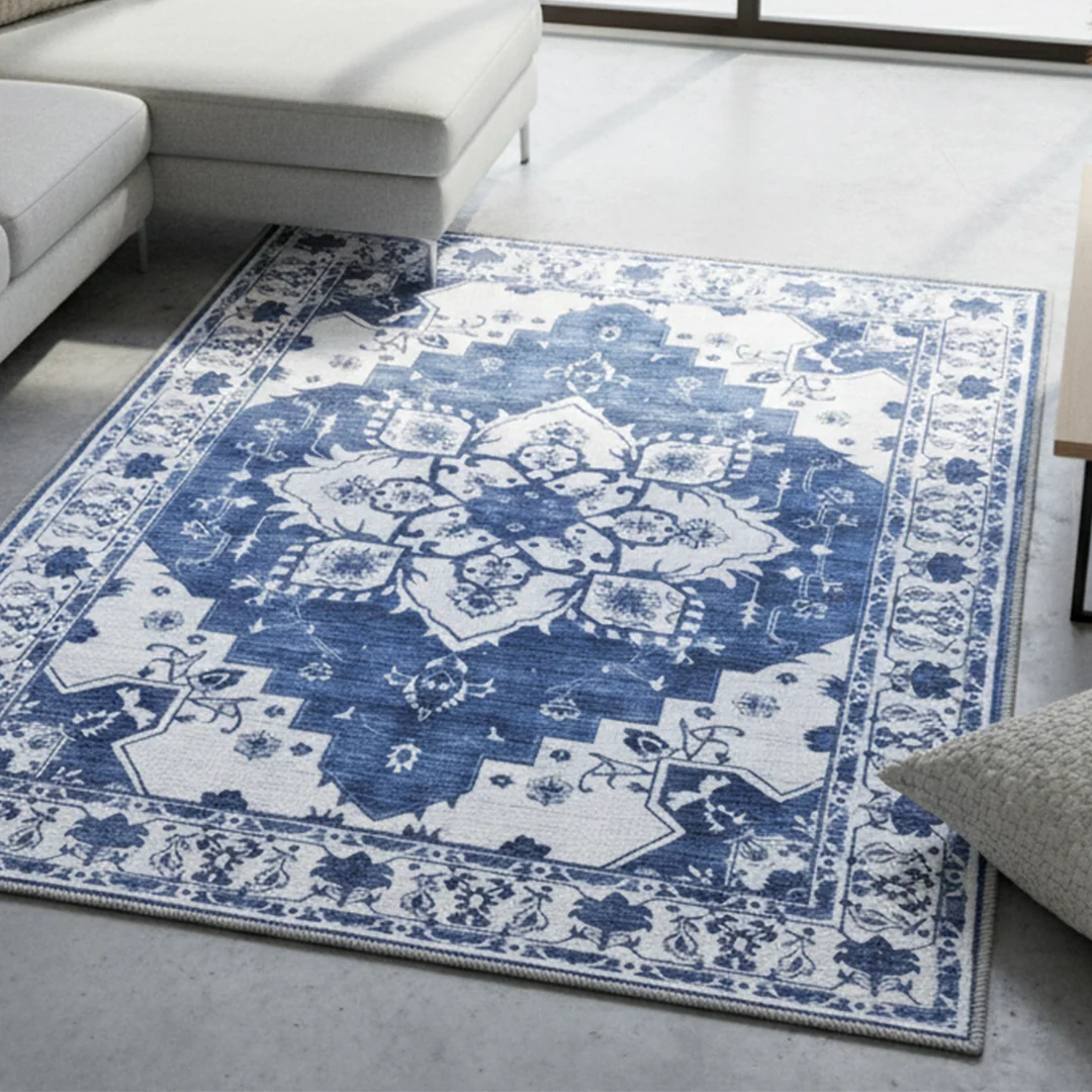 Navybell Washable Area Rug by Muddy Carpet for Bedroom and Dining Room