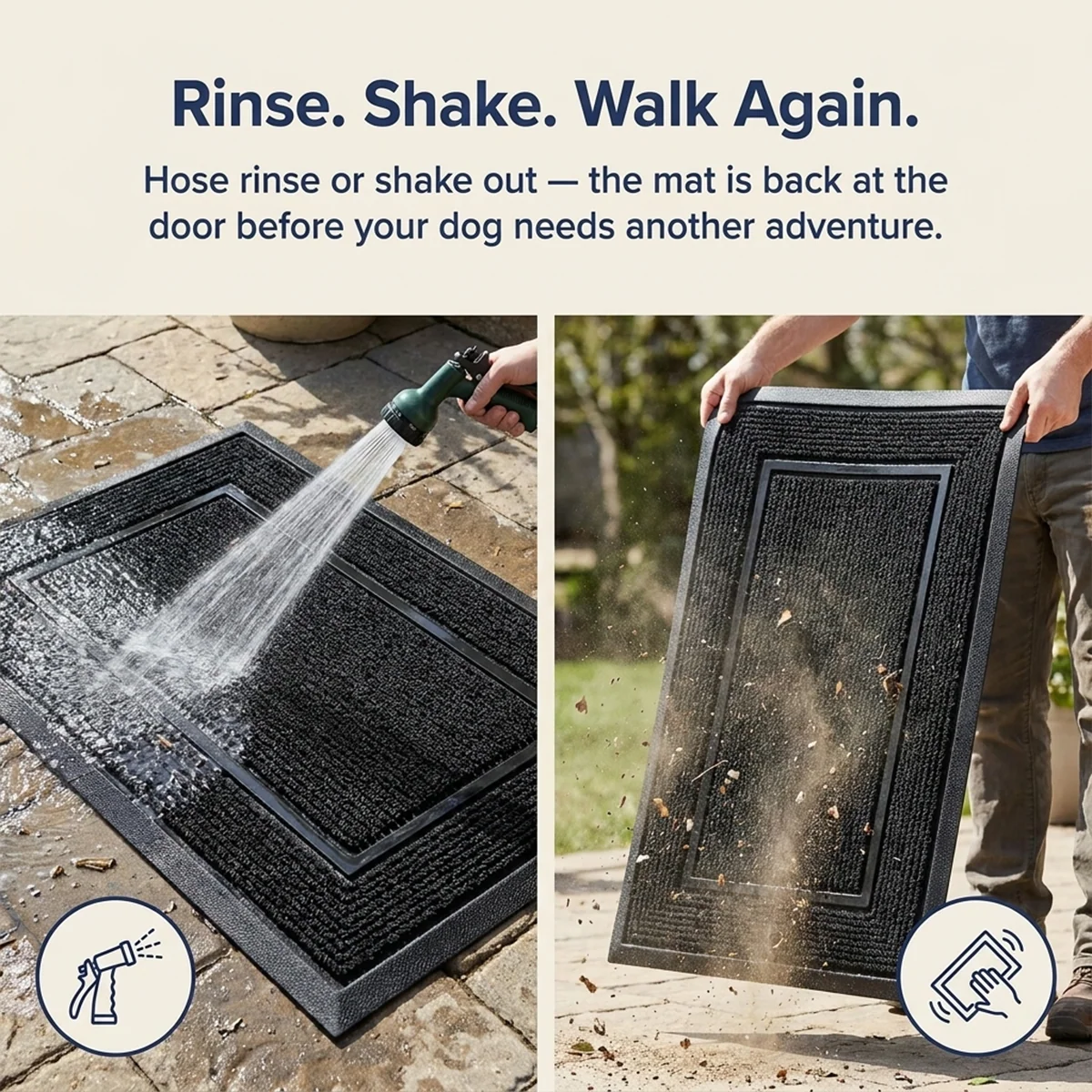 Muddy Mat® Tapete de puerta exterior 3D resistente Meshy Mat con estampado