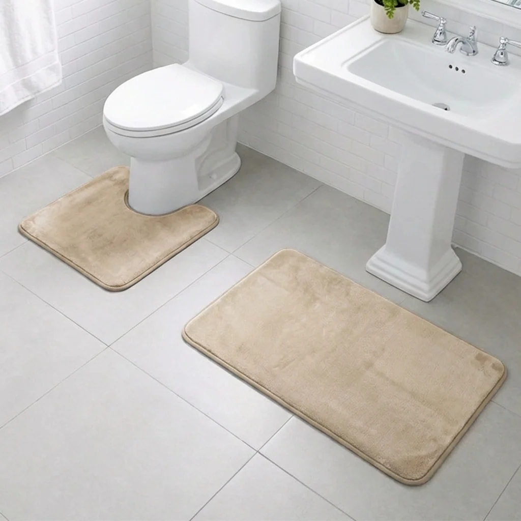 Muddy Mat® Memory Foam Bath Mat Set 2 Piece – Velvet Soft Non Slip Bathroom Rugs Set, Thick Absorbent Washable Bath Mats for Bathroom Floor and Shower, 20"x30" + 20"x20" U-Shaped