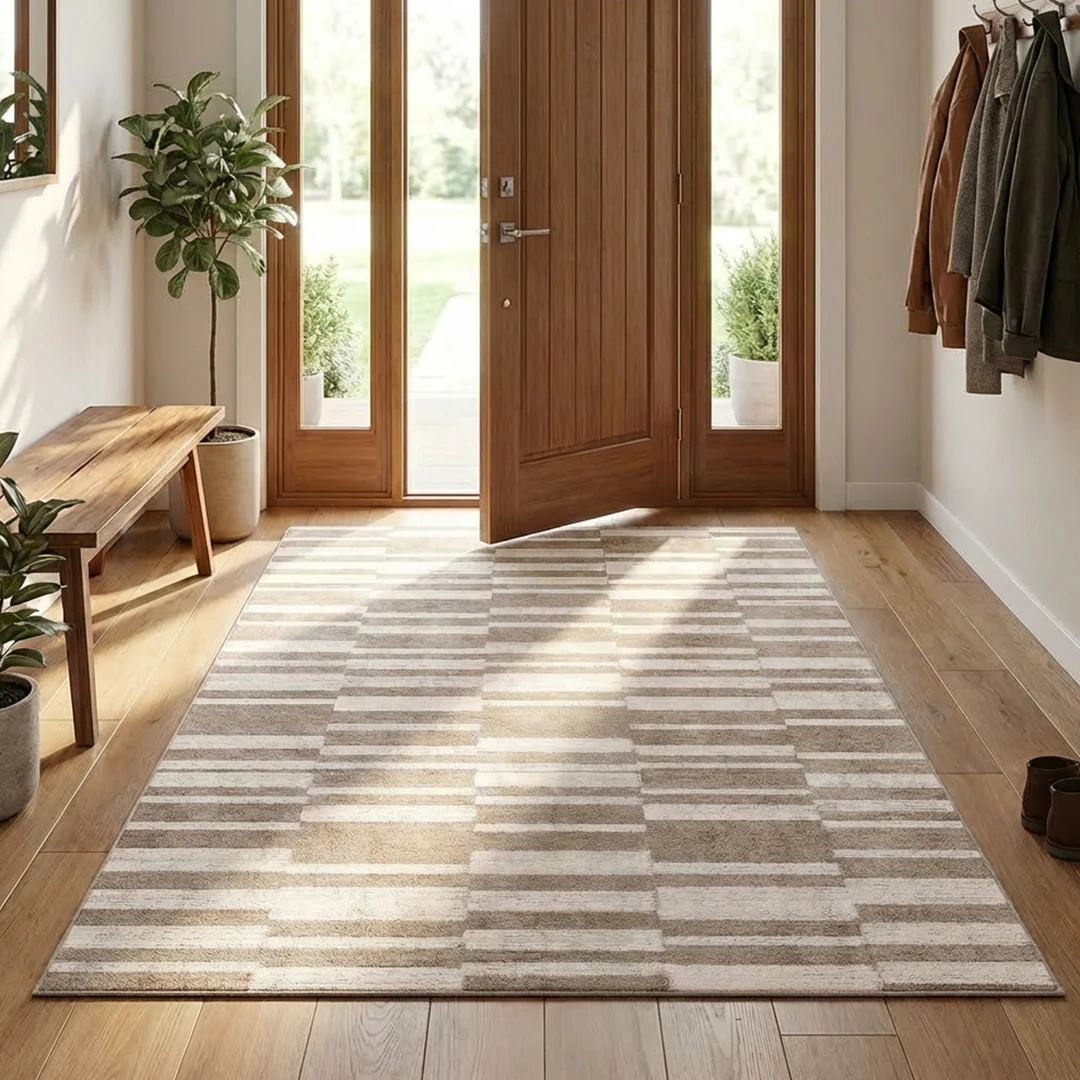 Alfombra lavable Brickline de Muddy Carpet para sala de estar, dormitorio y comedor