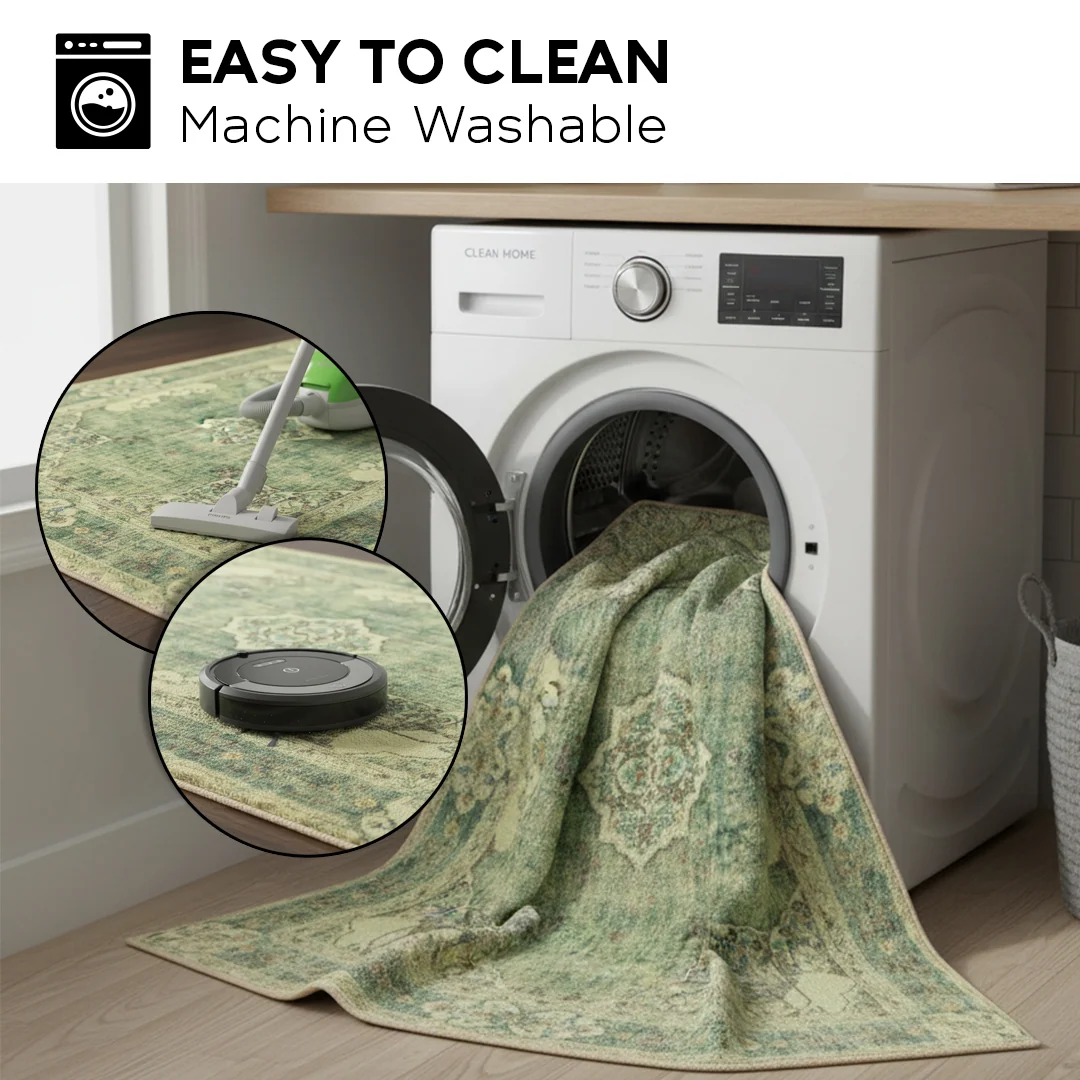 Majestic Soft Low Pile Washable Area Rug, Non Slip for Living Room